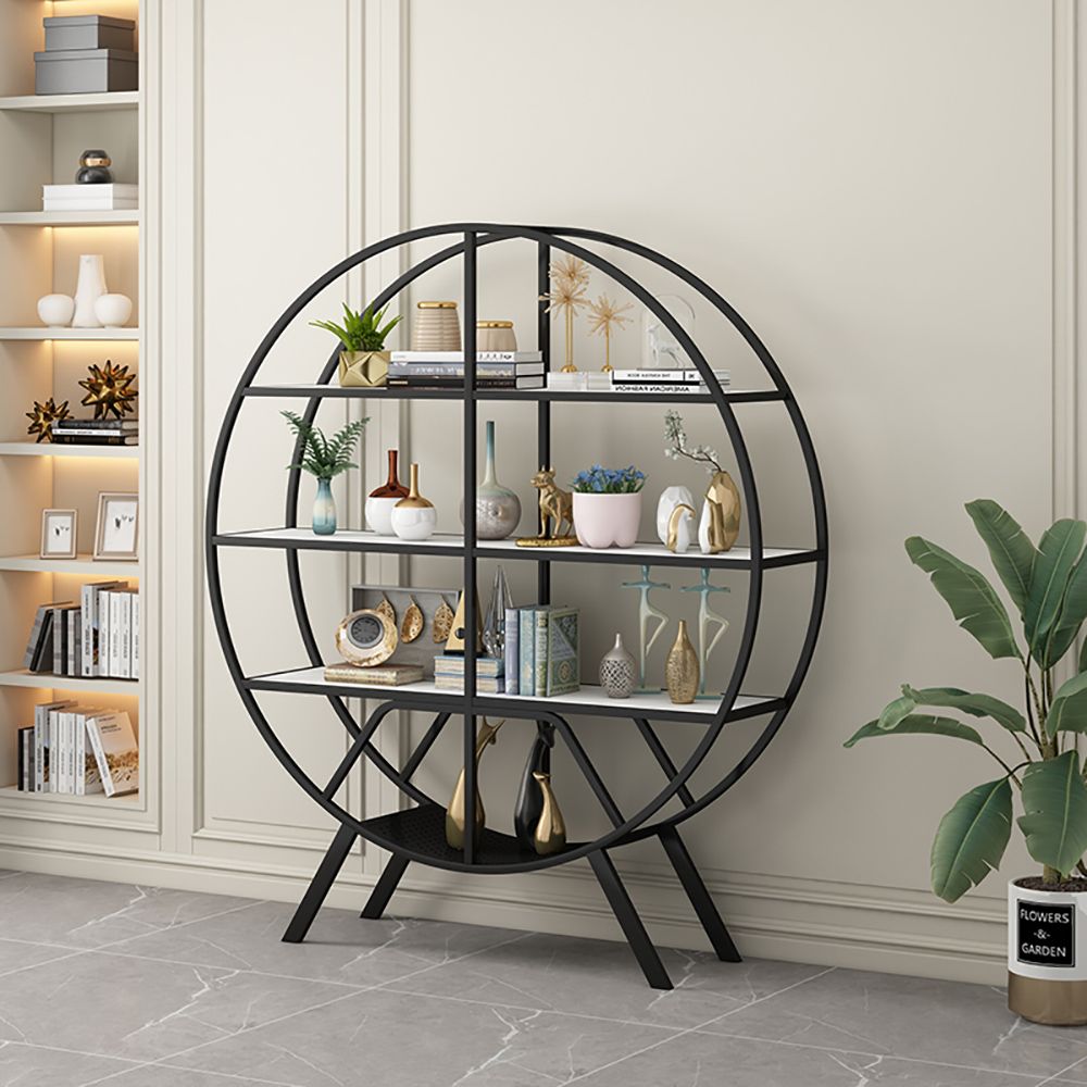 Contemporary Freestanding Round Etagere Bookshelf