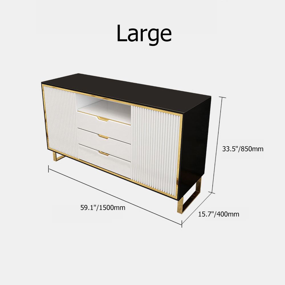 Black Sideboard Buffet Modern Sideboard Cabinet with 2 Doors & 3 ...