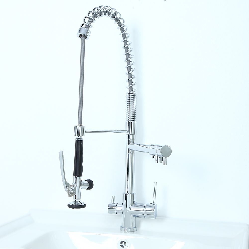 Commercial Pull Down Kitchen Faucet with Water Filter & Pot Filler 3 in