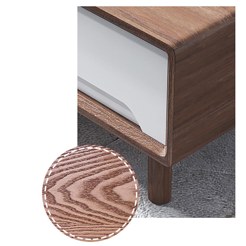 White Modern Coffee Table with Drawers in Oak