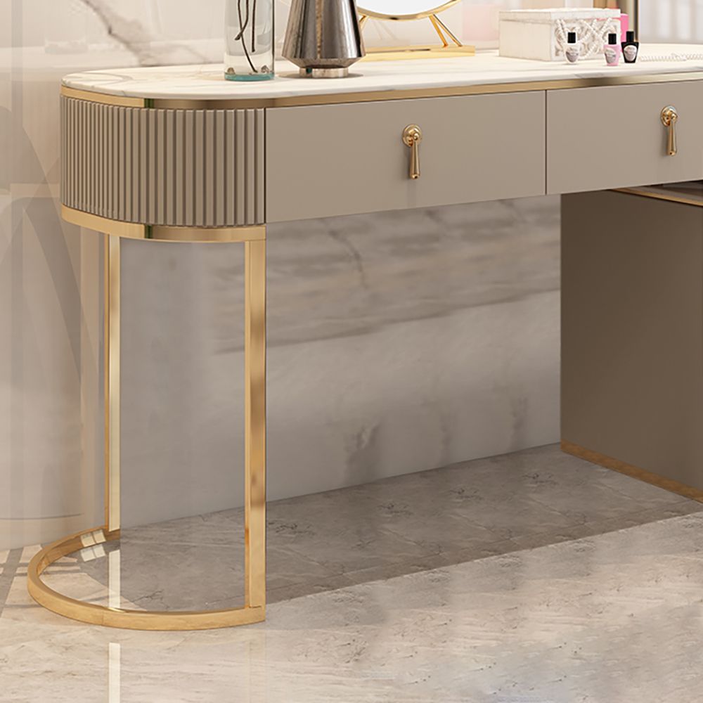 Champagne Nordic Makeup Vanity Schminktisch mit 5 Schubladen, ausziehbar