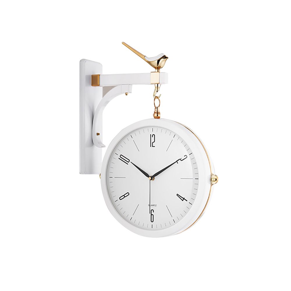 Nordic DoubleSided Wall Clock White Minimalist Hanging Colorized Clocks