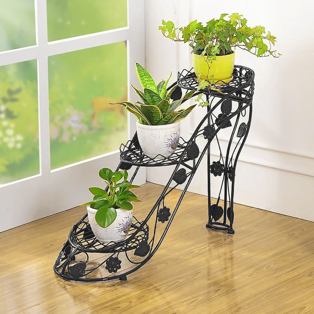 Unique HighHeel Plant Stand in Black MetalBlack