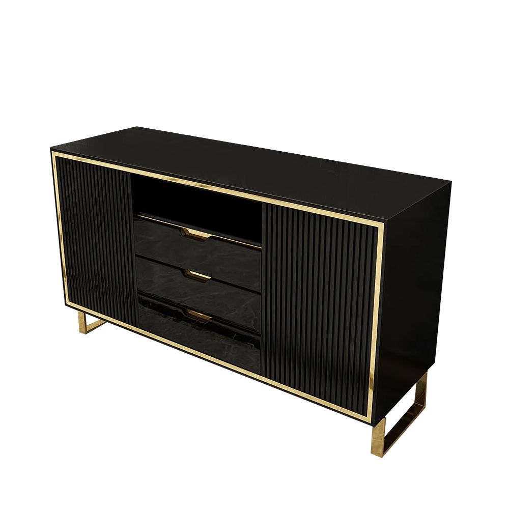 Black Sideboard Buffet Modern Sideboard Cabinet with 2 Doors & 3 ...