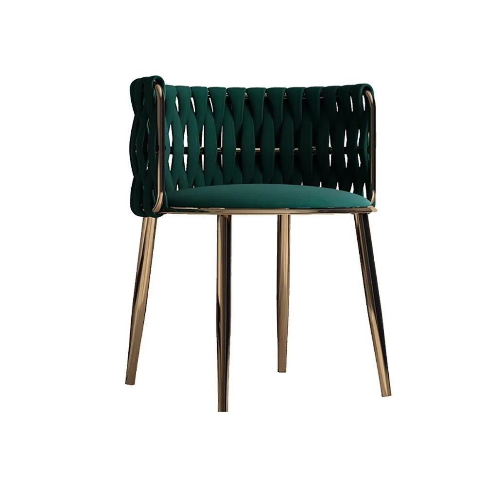 Green Nordic Accent Chair Velvet Upholstered Accent Chair Round Stool