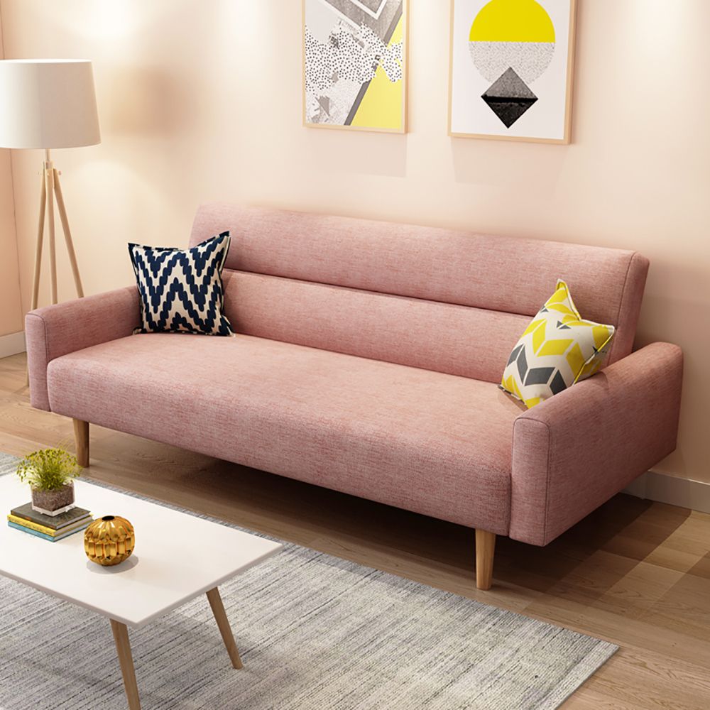 Pink 72.4" Full Sleeper Sofa Upholstered Sofa 3-Seater Sofa Solid Wood Frame Sofa