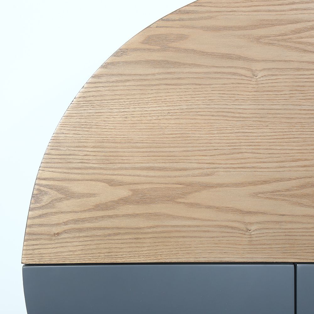 Modern Round WallMount Makeup Vanity Table Set with Mirror Gray Makeup