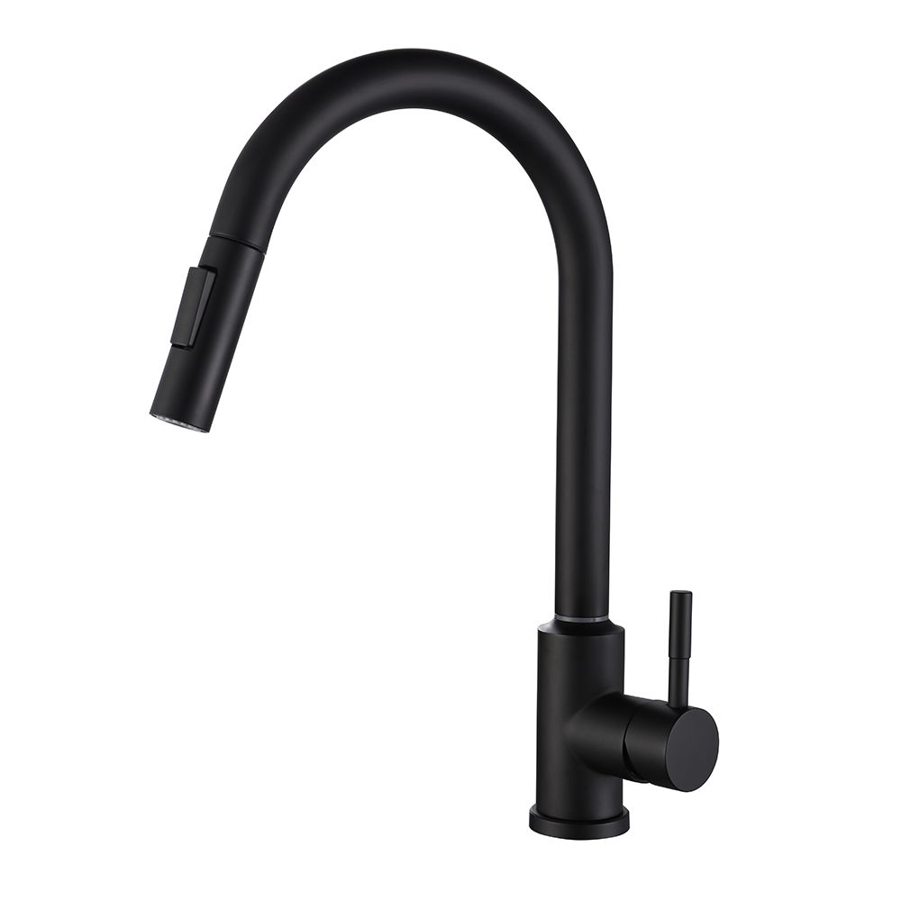 Matte Black Touch Kitchen Faucet Stainless Steel Pull Out Spray Single ...