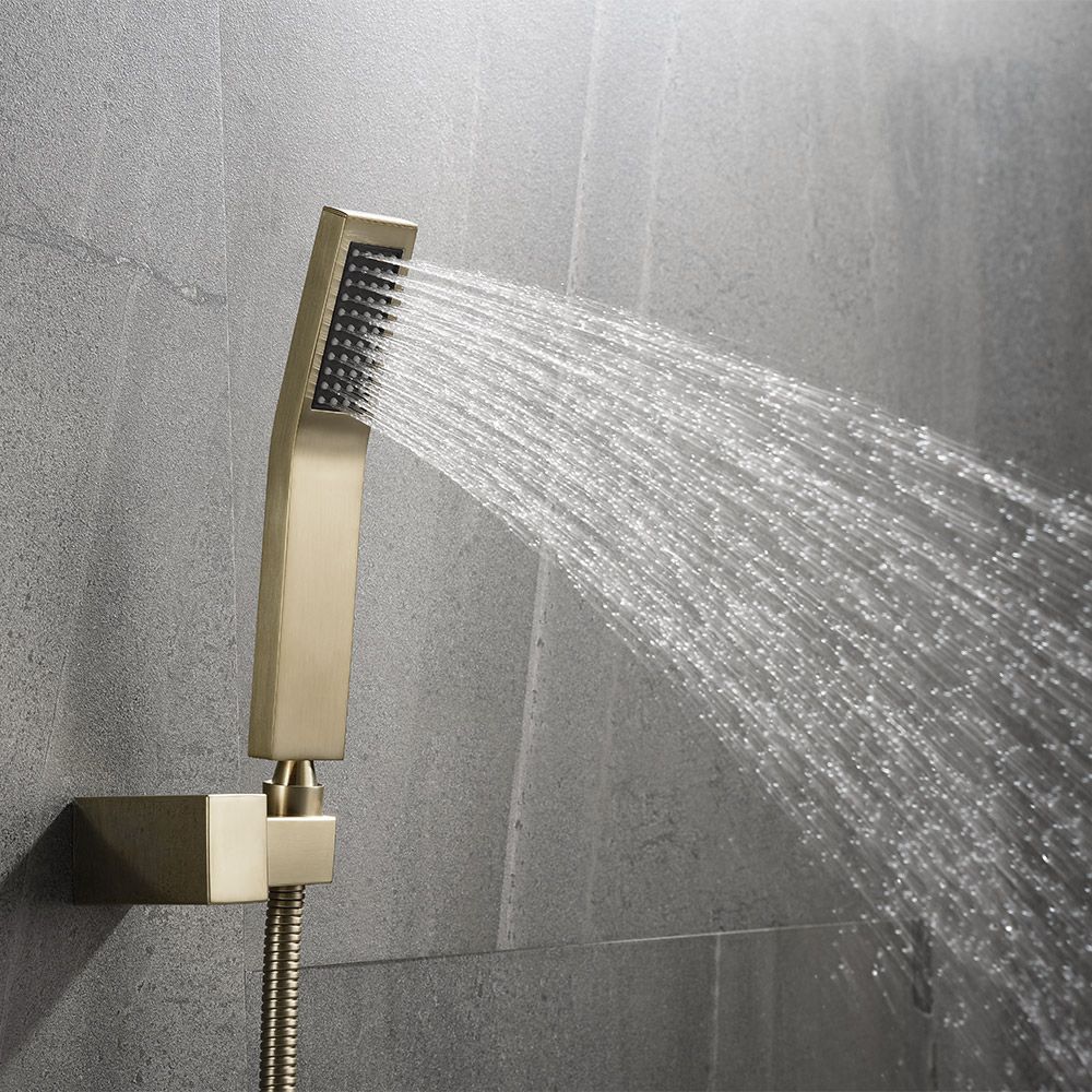 Grifo de Bañera de Cascada Montado en pared con Ducha de Mano Oro Cepillado