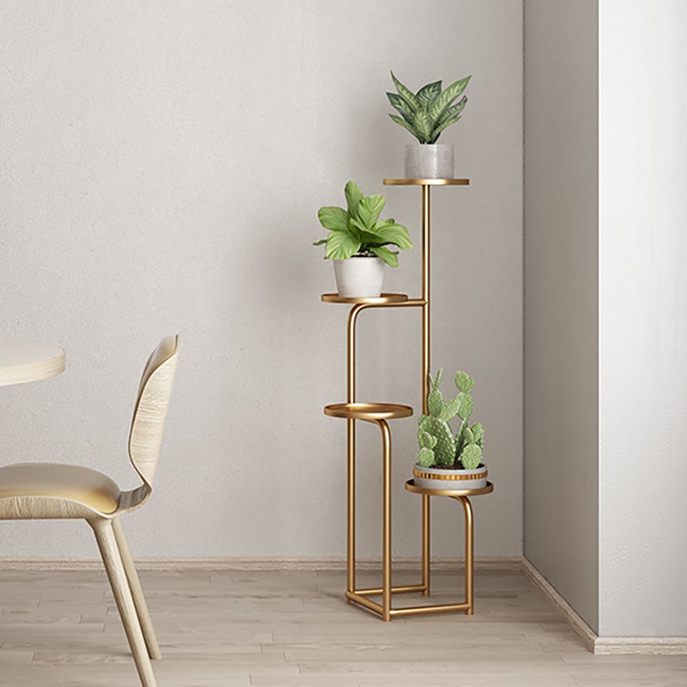 4-Tiered Contemporary Plant Stand Freestanding Shelving in Gold