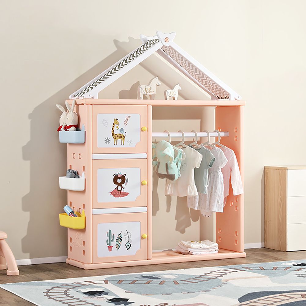 Kids' Coat Rack with Shelving in Pink