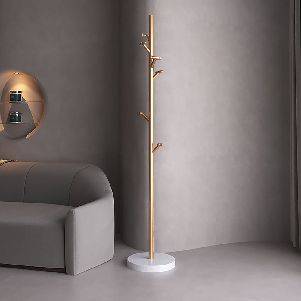 Scandinavian Style Standing Coat Rack with White Marble BaseGold