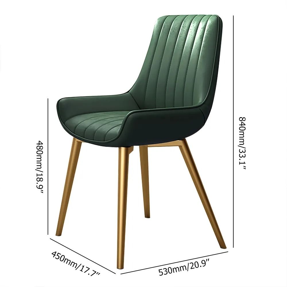 Dining Chair High Back Upholstered PU Leather in Gold Legs Dining Chair ...