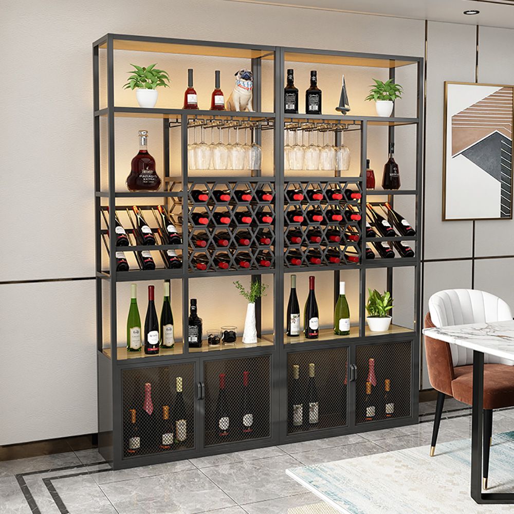 Industrial Standing Wine Rack with Glass Rack