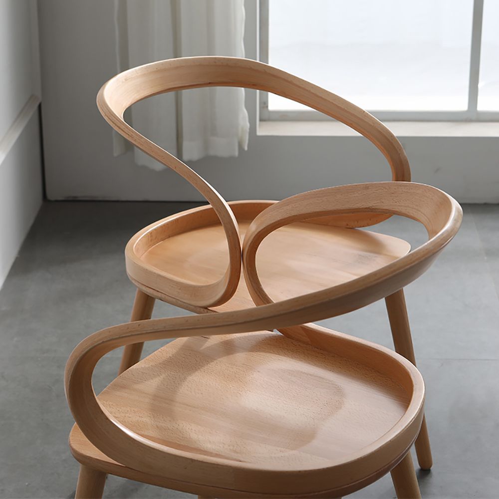Natural Modern Ash Wood Dining Chair Ribbon Shape Dining Chair