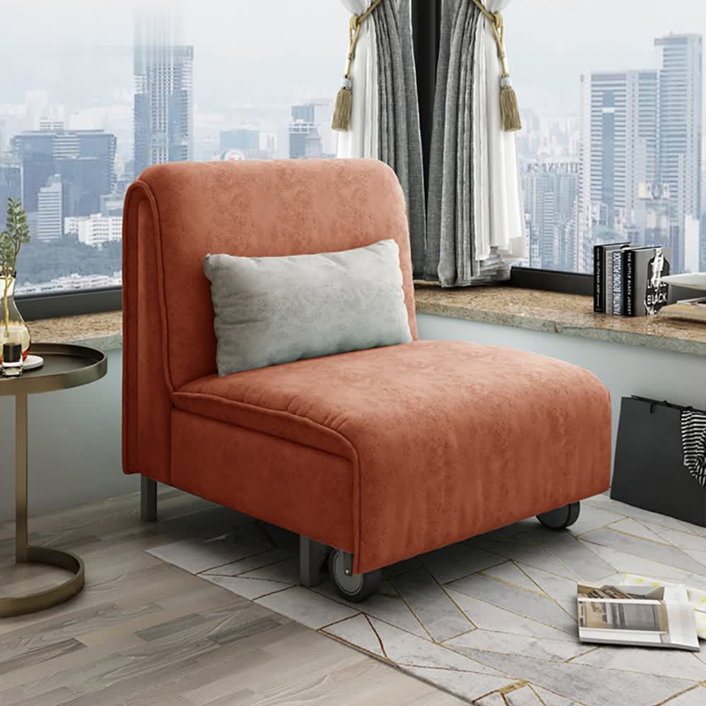 Modern Full Sleeper Sofa LeathAire Armless Metal Frame Sofa Bed