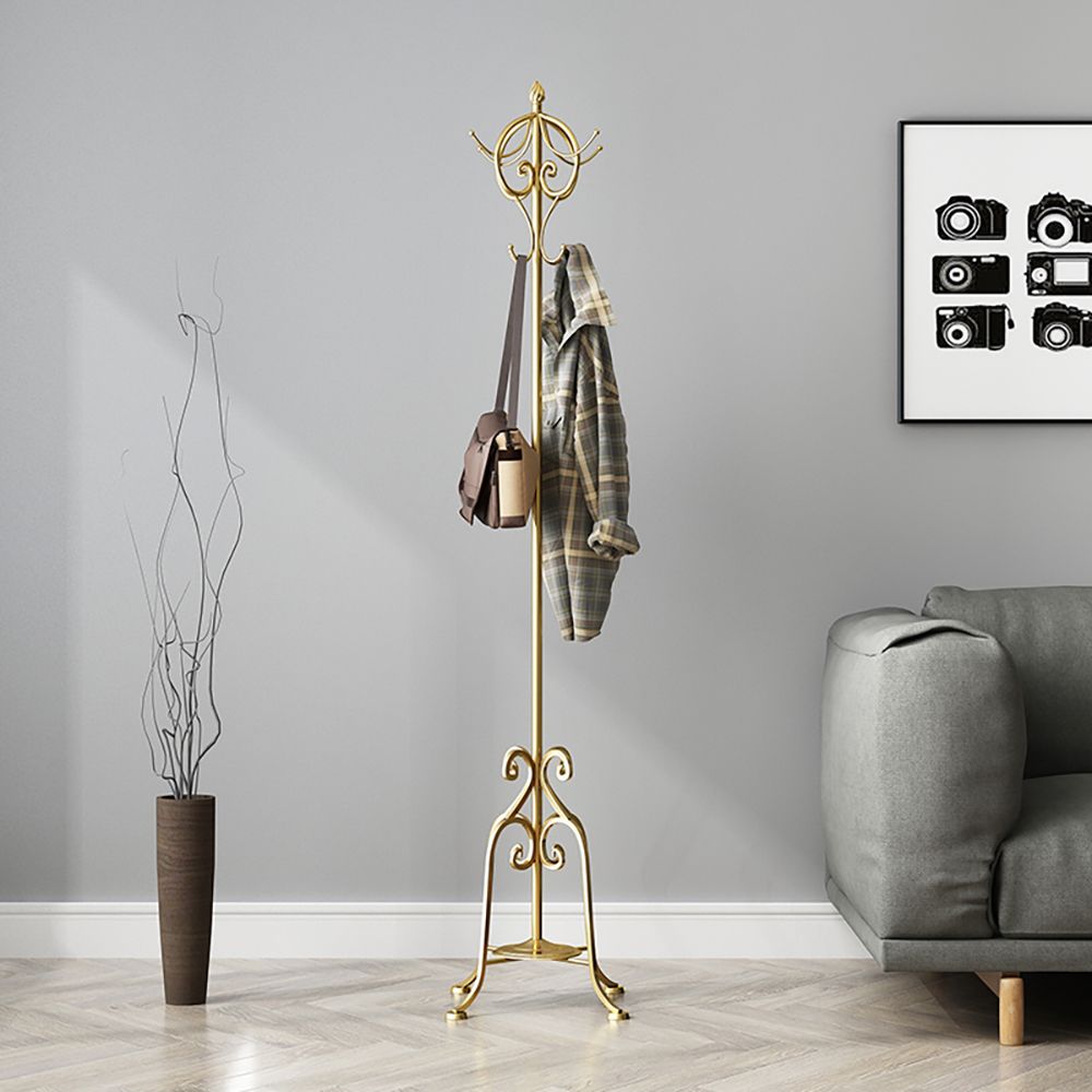 Black/Gold Modern Metal Coat Rack Freestanding 67''Gold