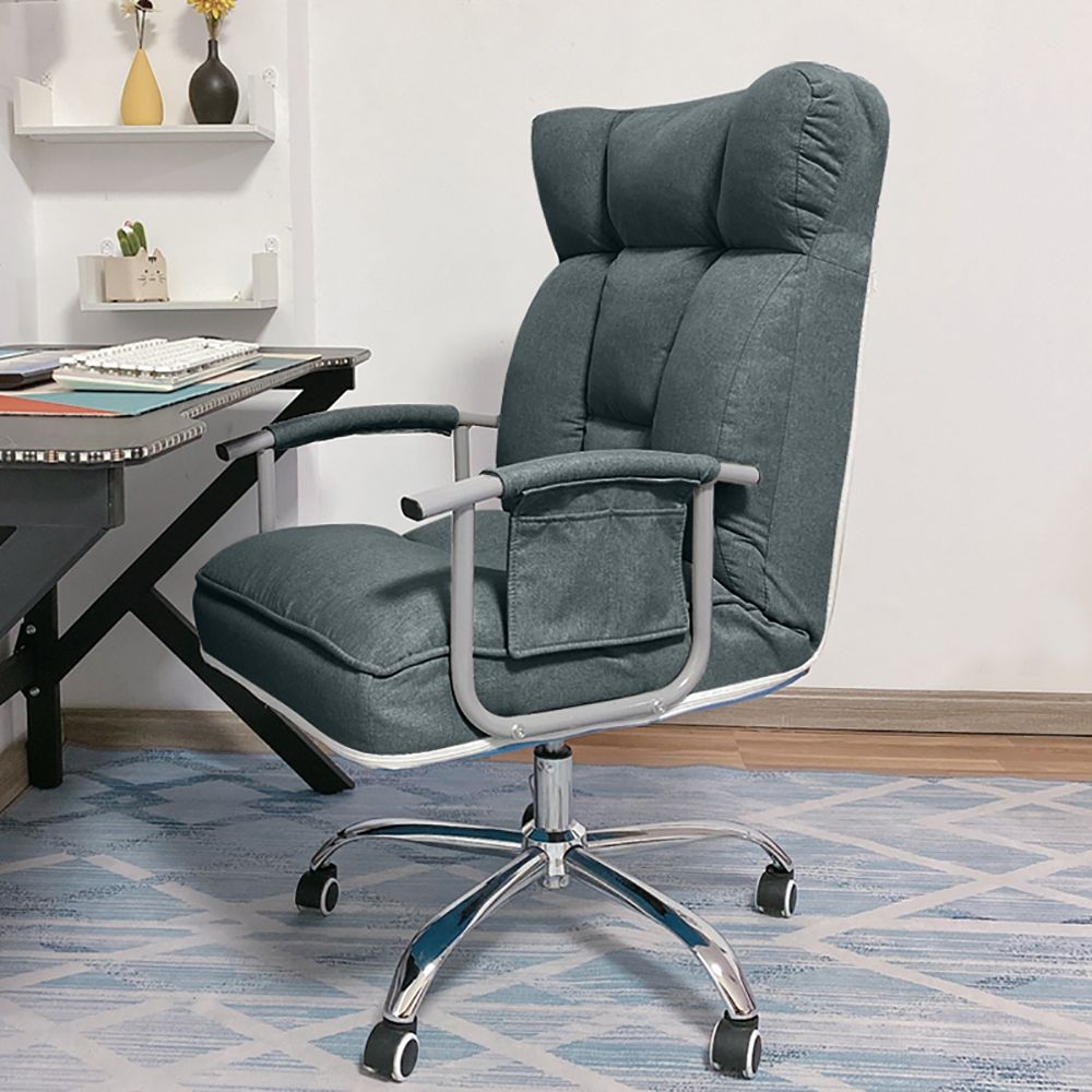Gray Cotton&Linen Modern Task Chair for Desk Upholstered Swivel Office