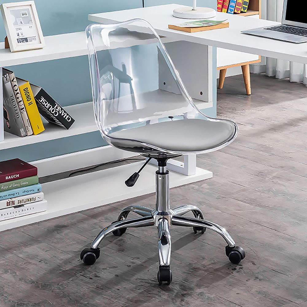 Modern Swivel Office Chair Clear Plastic Height Adjustable Desk Chair