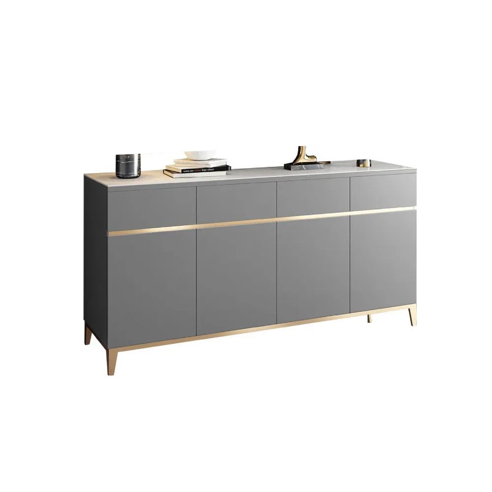 1200mm Grey Faux Marble Sideboard Buffet Storage 4 Doors & 4