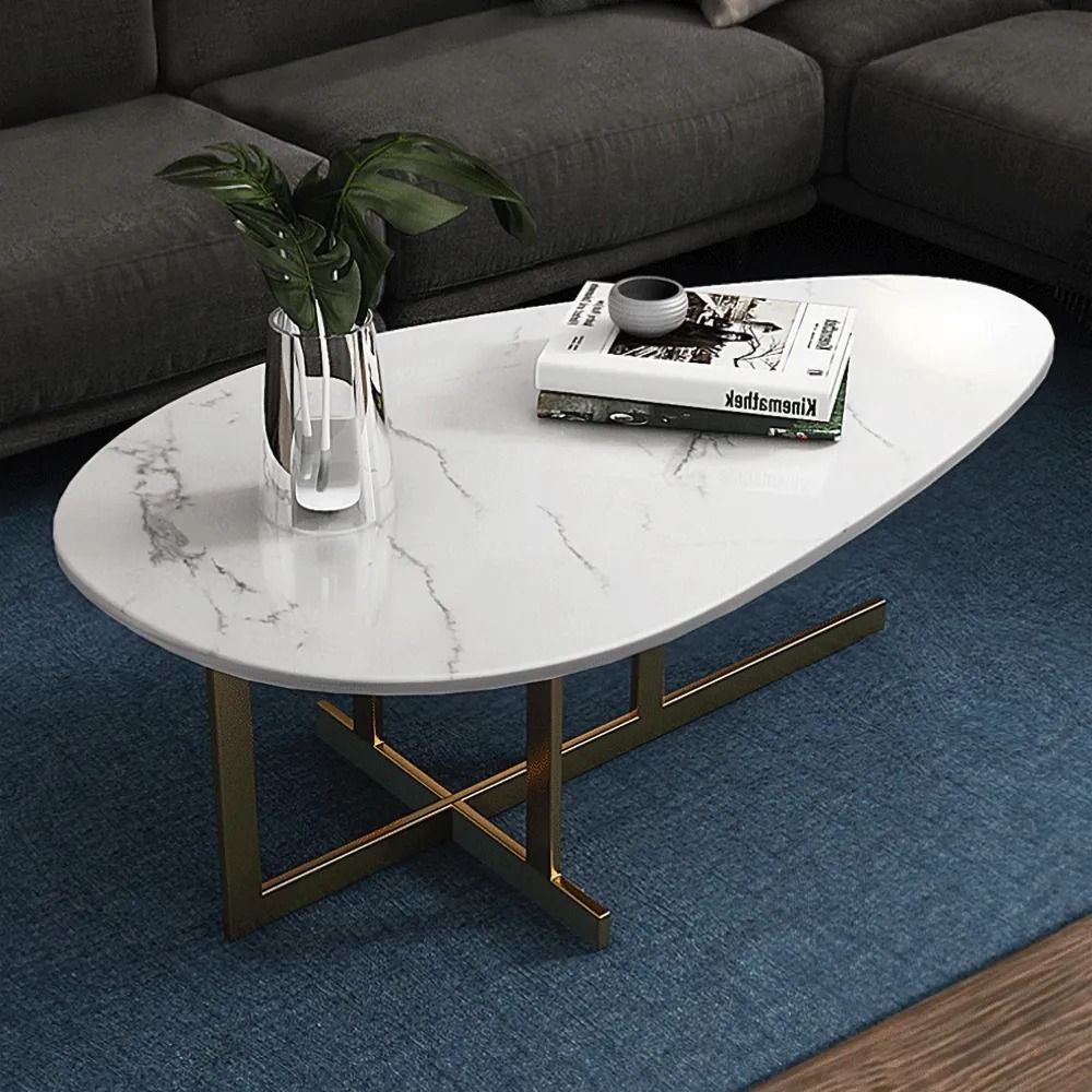 Modern White Coffee Table With Marble Top Metal Frame   77bfb810b7ab4cf183afdb2bc8208ccd 