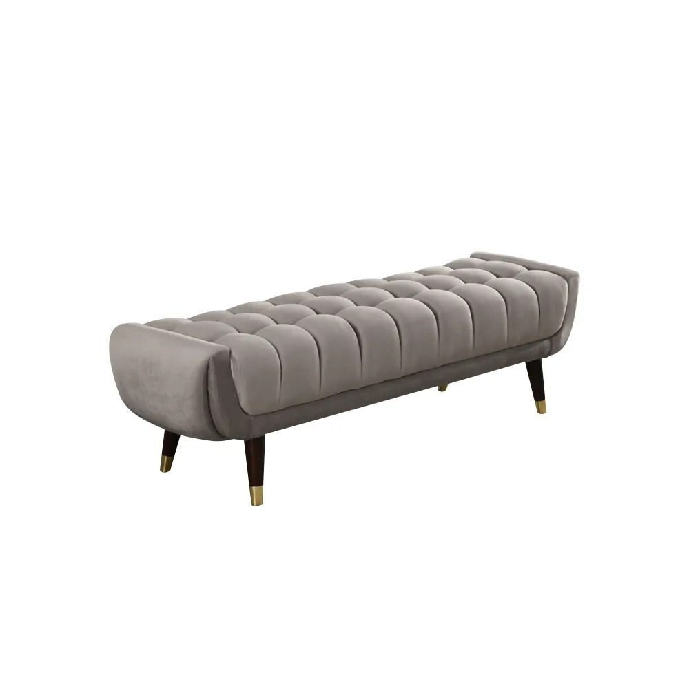 Modern Entryway Bench Grey Velvet Upholstered Ottoman Bench For End Of Bed