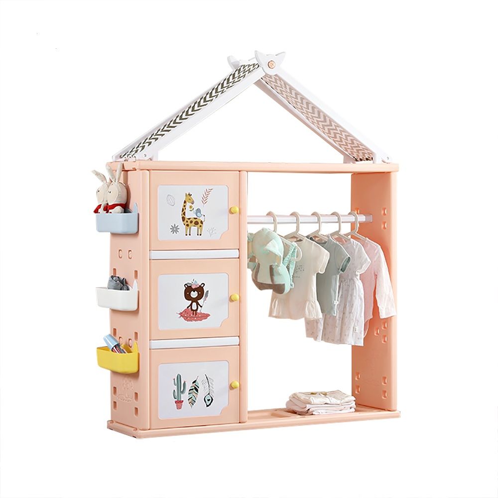 Kids' Coat Rack with Shelving in Pink