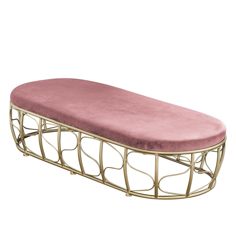 Pink Luxury Velvet Upholstered Bench Modern Bench