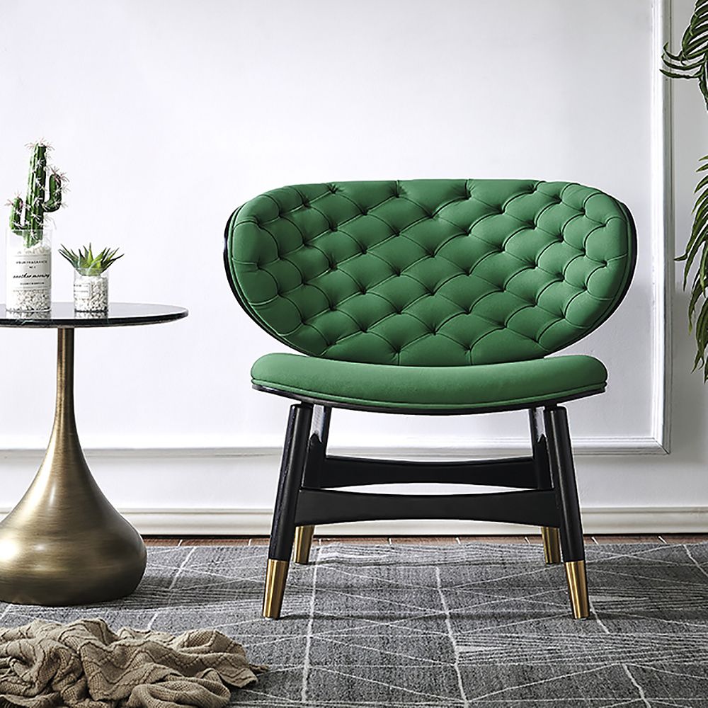 Green Accent Chair Leath-aire Upholstered Chair Tufted Wide Hug