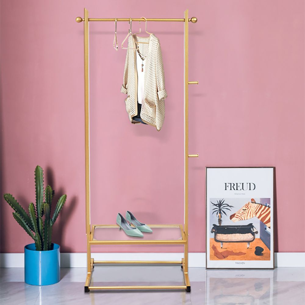 66.9'' Gold Modern Freestanding Cloth Rack Clothing Hanging with ...