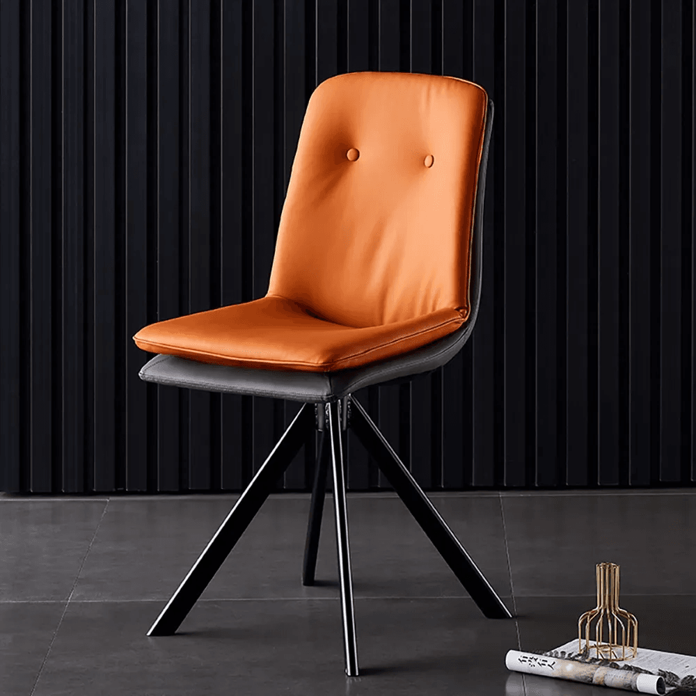 Modern Upholstered Orange Dining Chair PU Leather Side Chairs