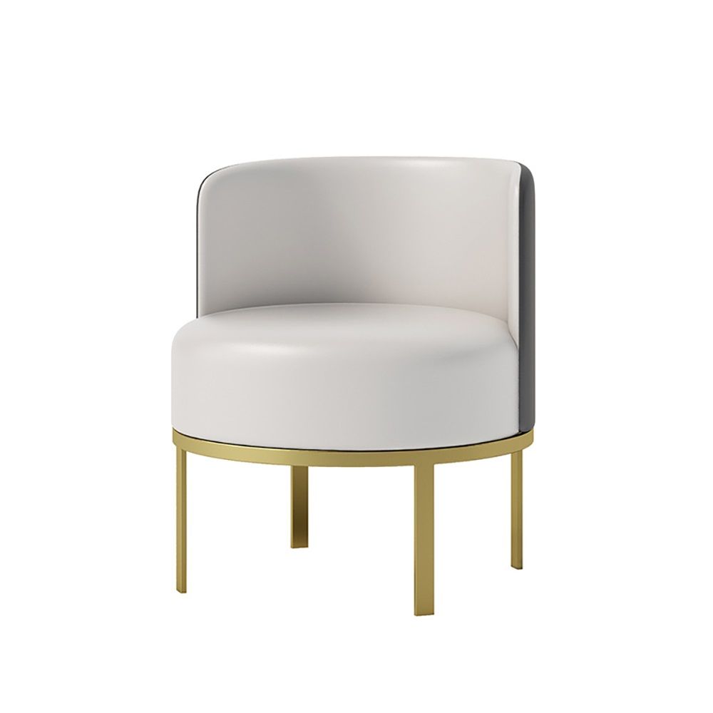 White Modern Accent Chair Upholstered Leather Accent Chair in Gold Legs