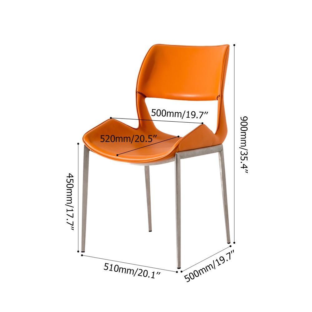 Modern Orange Dining Chair PU Leather Upholstered Dining Chair Dining Chair