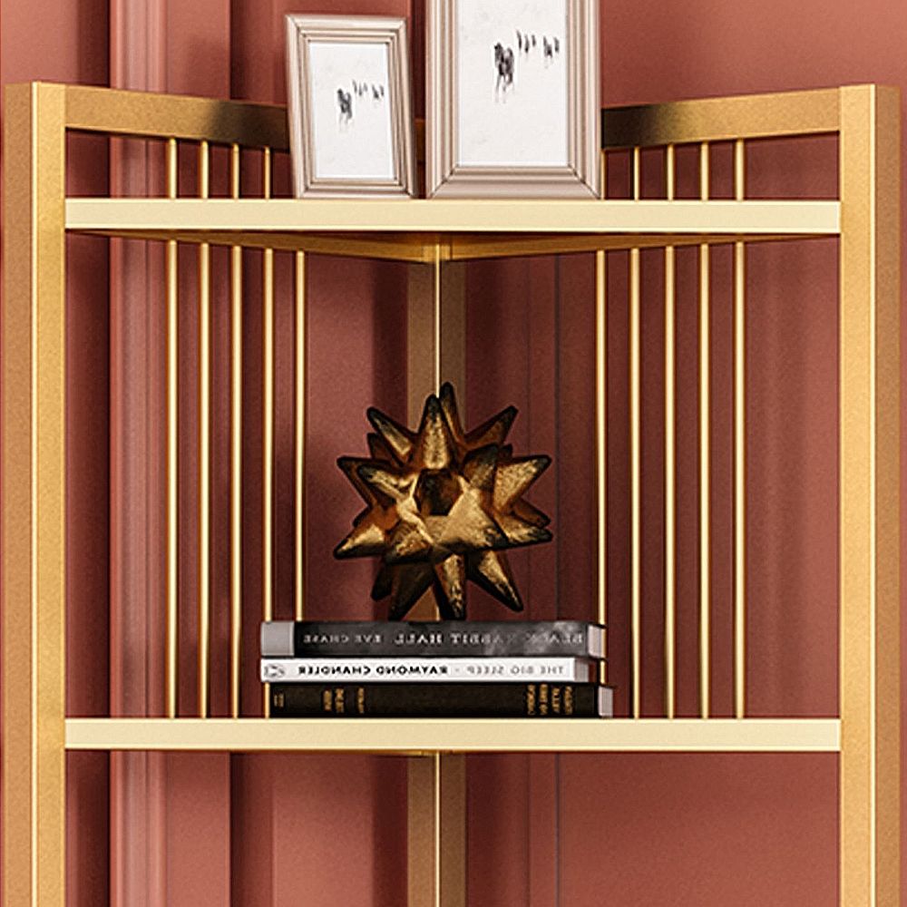 Gold Bookshelf Corner Shelf 3 Tier Modern Standing Display ShelfB