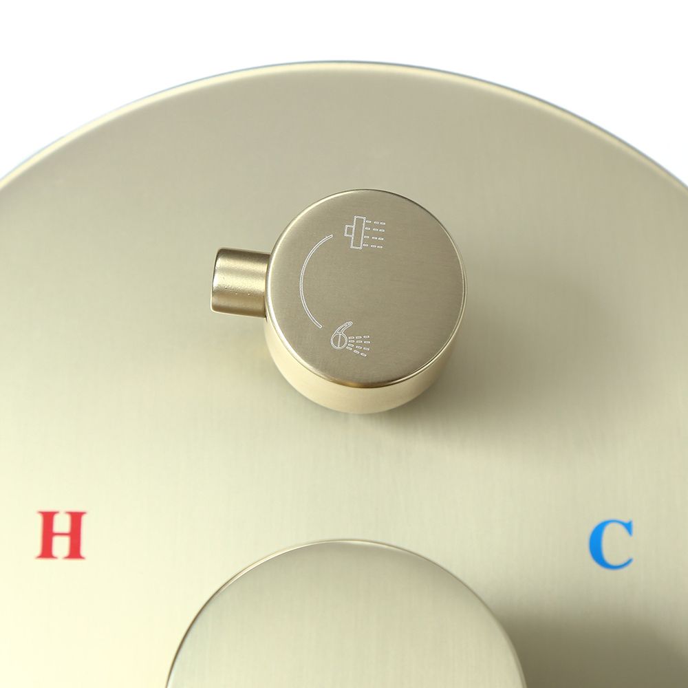 Brushed Gold 10" Round Rainfall Shower Head Wall Mounted Rain Shower