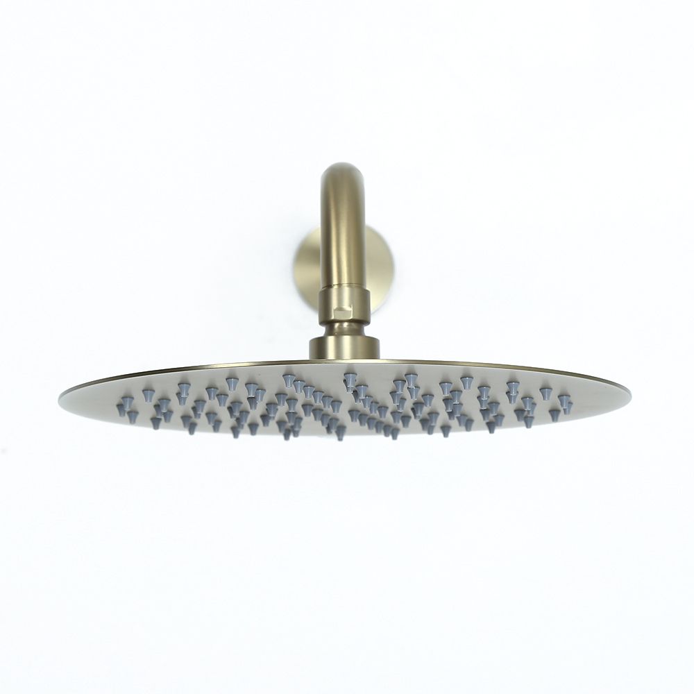 Brushed Gold 10" Round Rainfall Shower Head Wall Mounted Rain Shower
