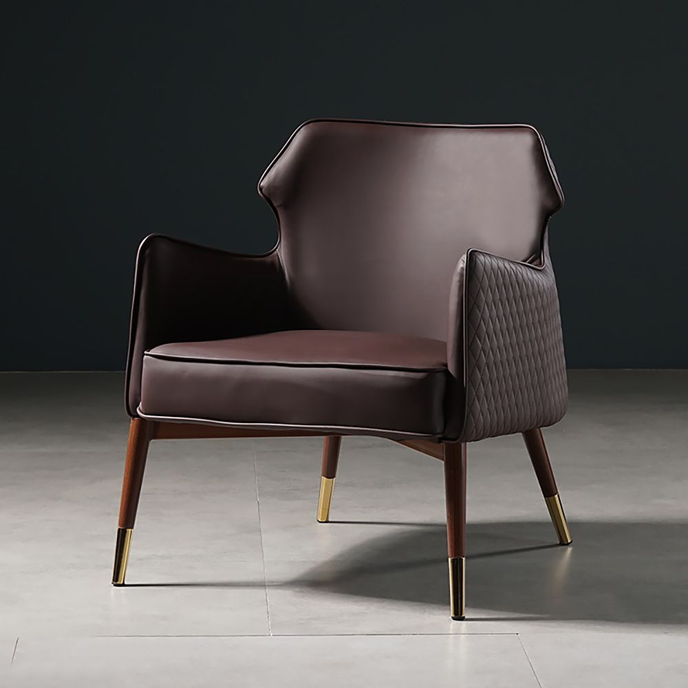 Brown Accent Chair Tufted Upholstered PU Leather Modern Accent Chair