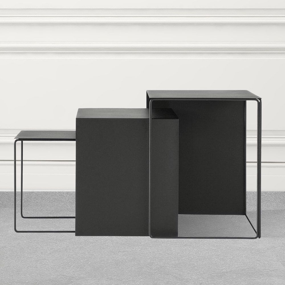 Modern Metal Side Table Set of 3 Rectangular End Table Sets