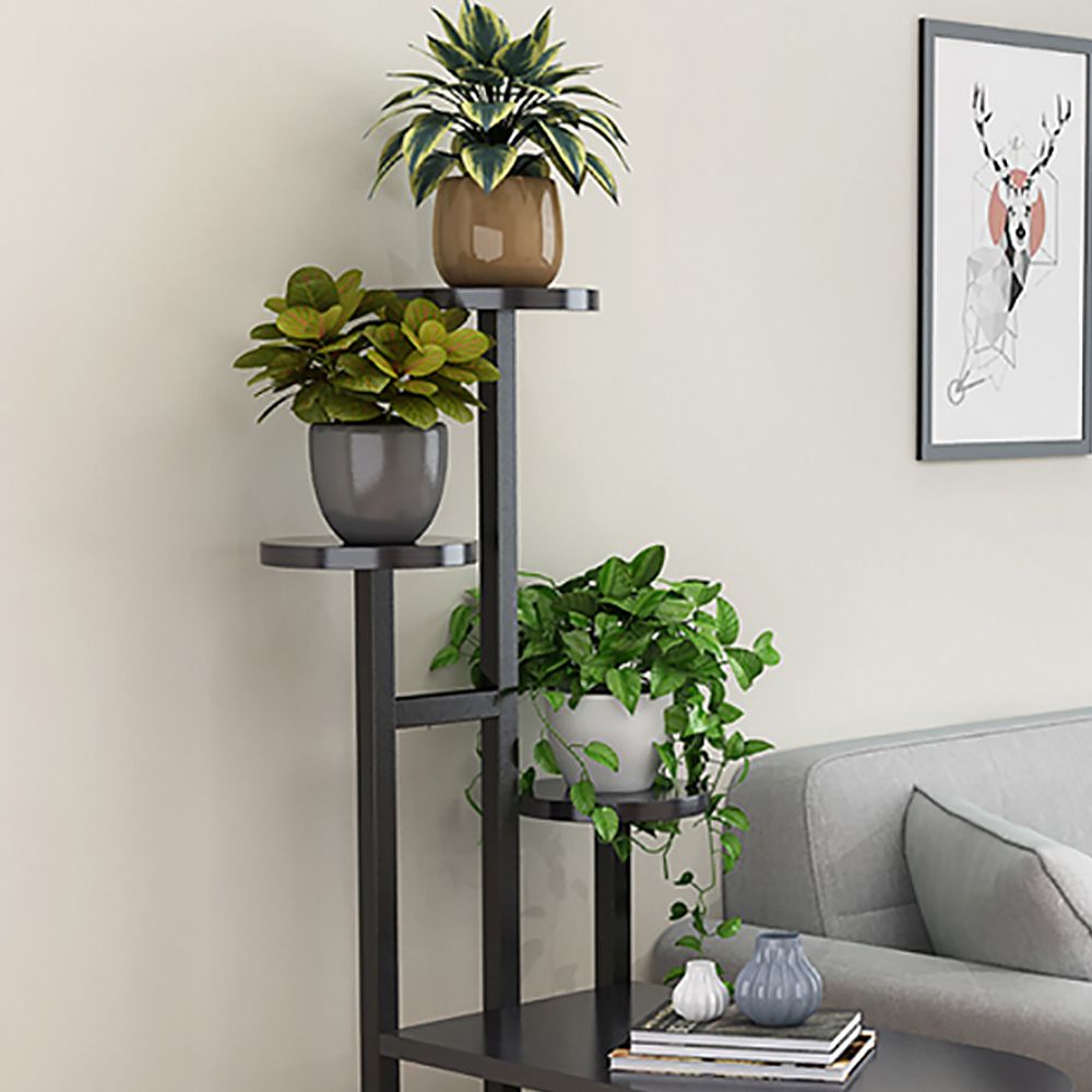 Contemporary Indoor Plant Stand End Table in Black/WhiteBlack