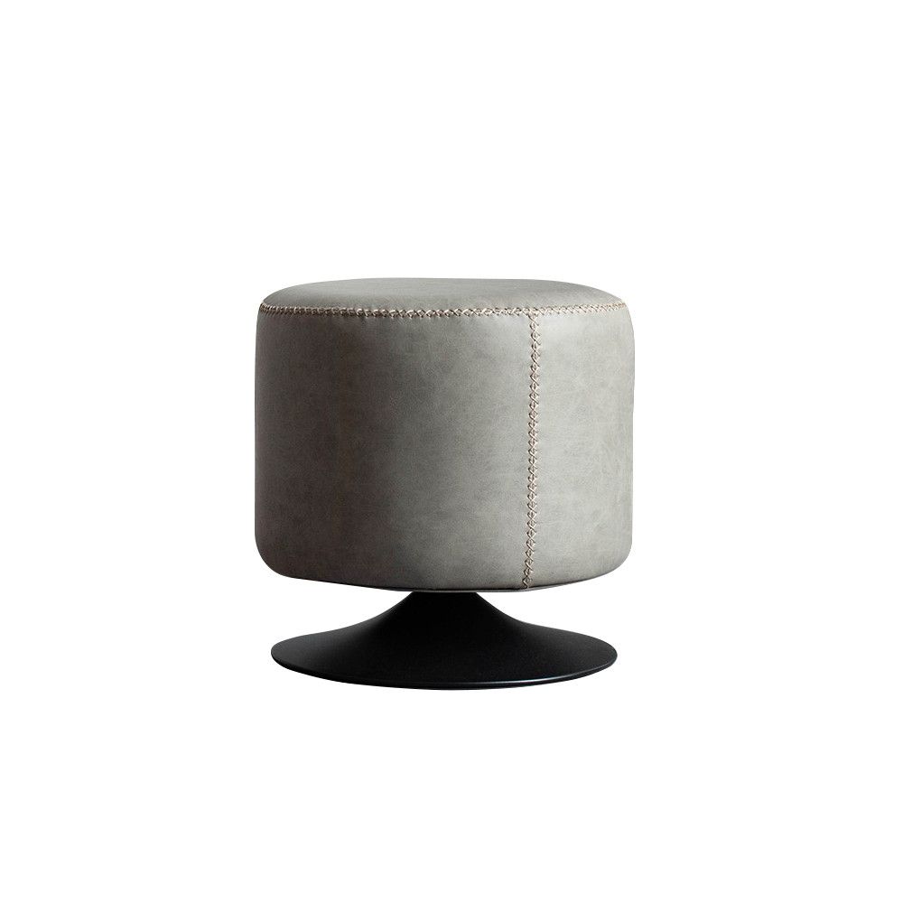 Modern Swivel Ottoman Rotating Round Footrest 400mm Upholstered PU Grey