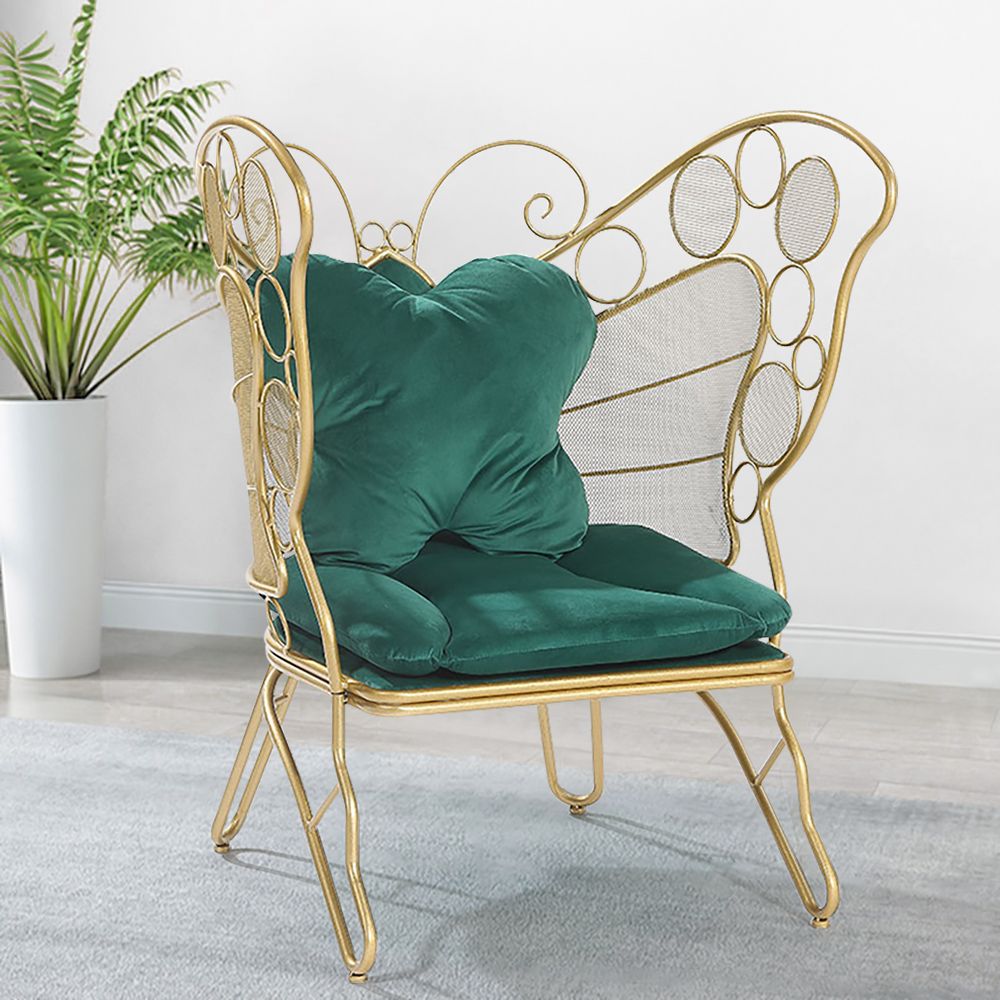 Green Butterfly Accent Chair Upholstered Velvet Chair Modern Accent