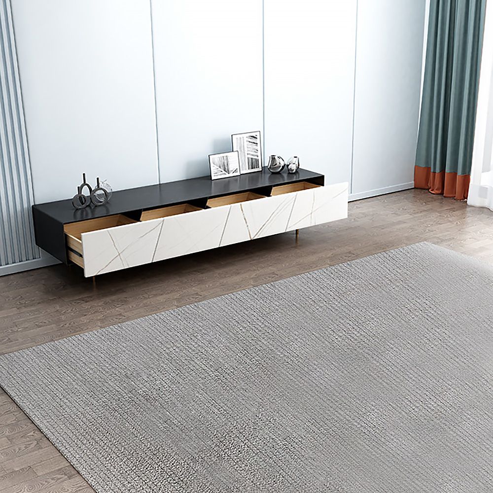 70.9" White&Black Faux Marble TV Media Console with Storage 3 Drawers