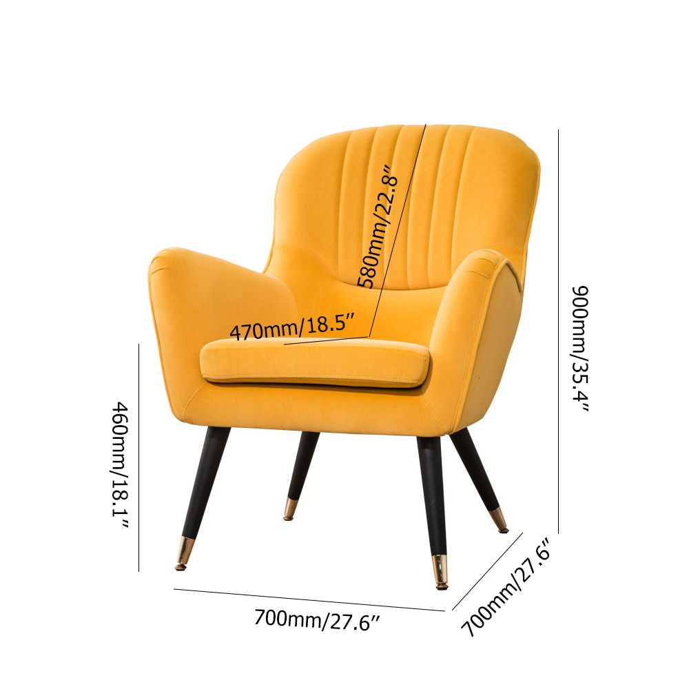 Yellow Accent Chair Velvet Upholstered Accent Chair Midcentury Chair