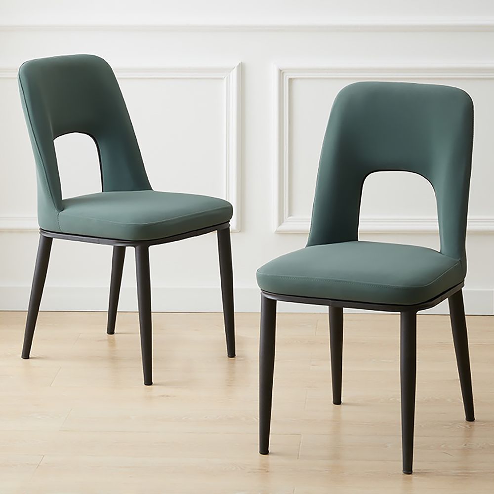Modern Green Dining Chair Loop Backrest Armless Chair Carbon Steel in