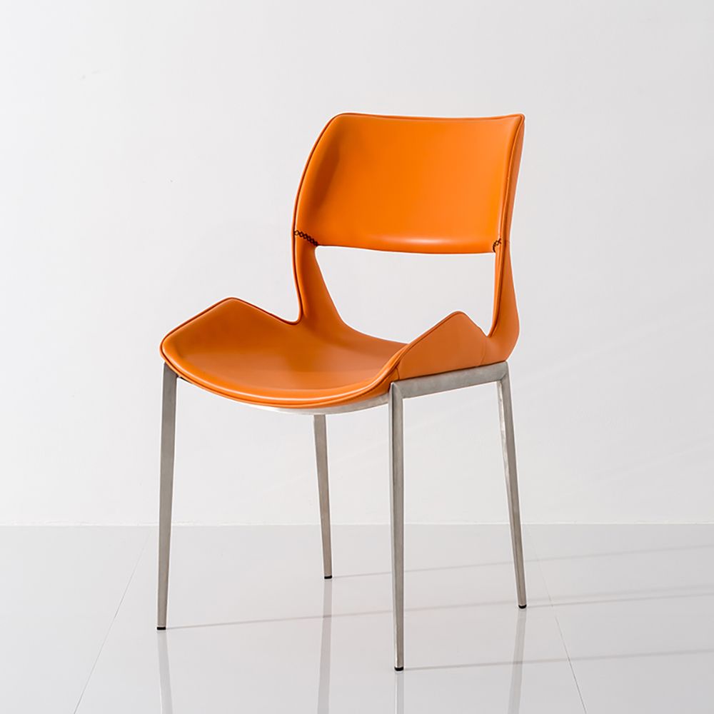 Modern Orange Dining Chair PU Leather Upholstered Dining Chair Dining Chair