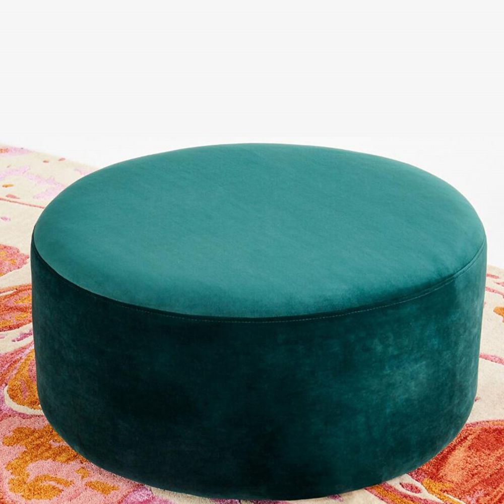 Green Round Velvet Ottoman Foam Ottoman Coffee Table Pouf