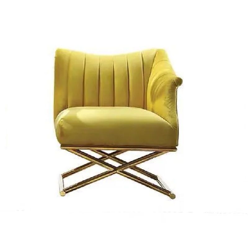 Nordic Accent Chair Velvet Upholstered in Gold Legs Style in B Right