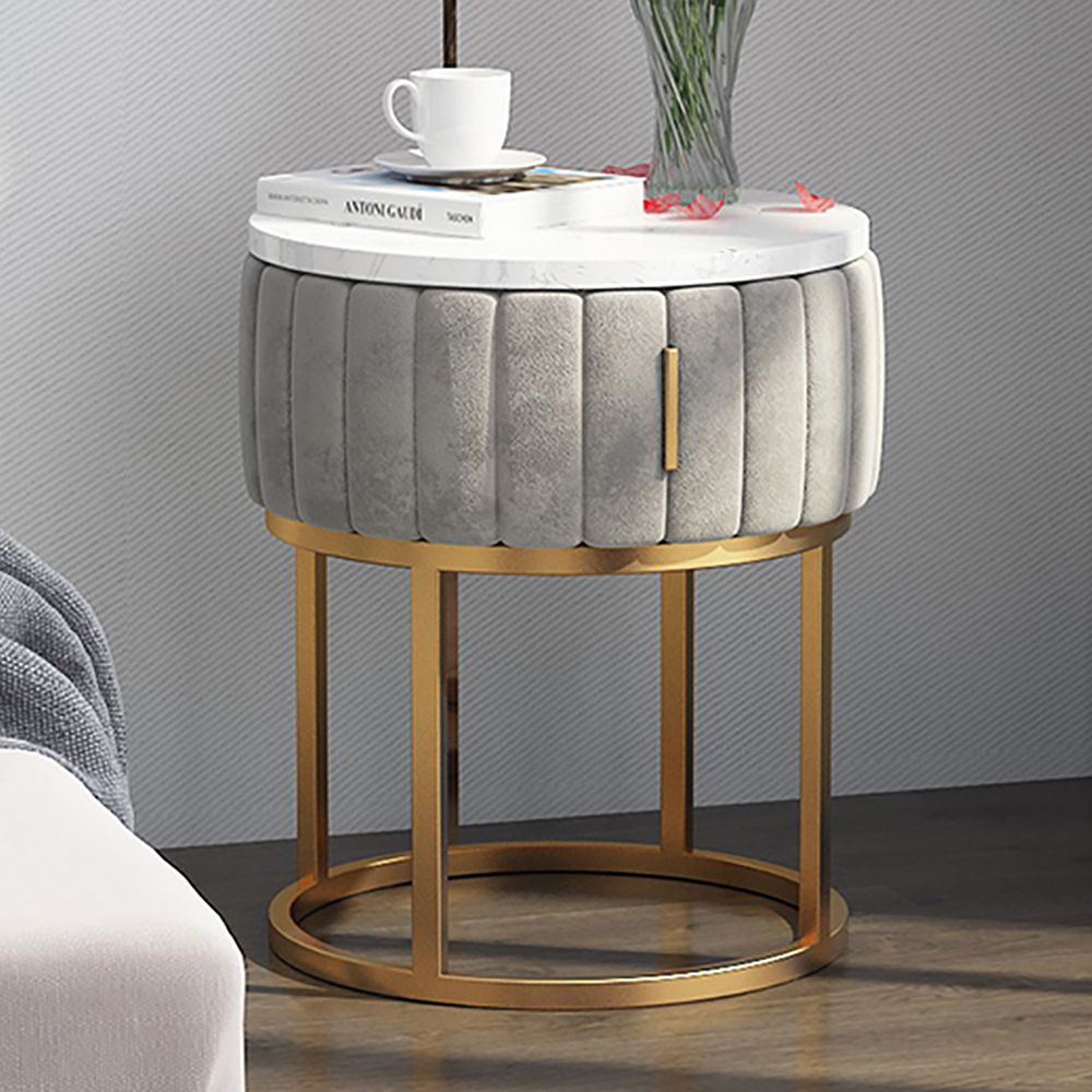 Gray Marble End Table with Drawers Marble Frame Round Side Table