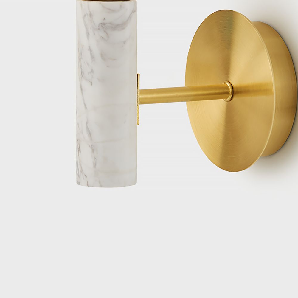 White and Globe Wall Sconce Gold Marble and Metal 1Light Indoor Wall Light