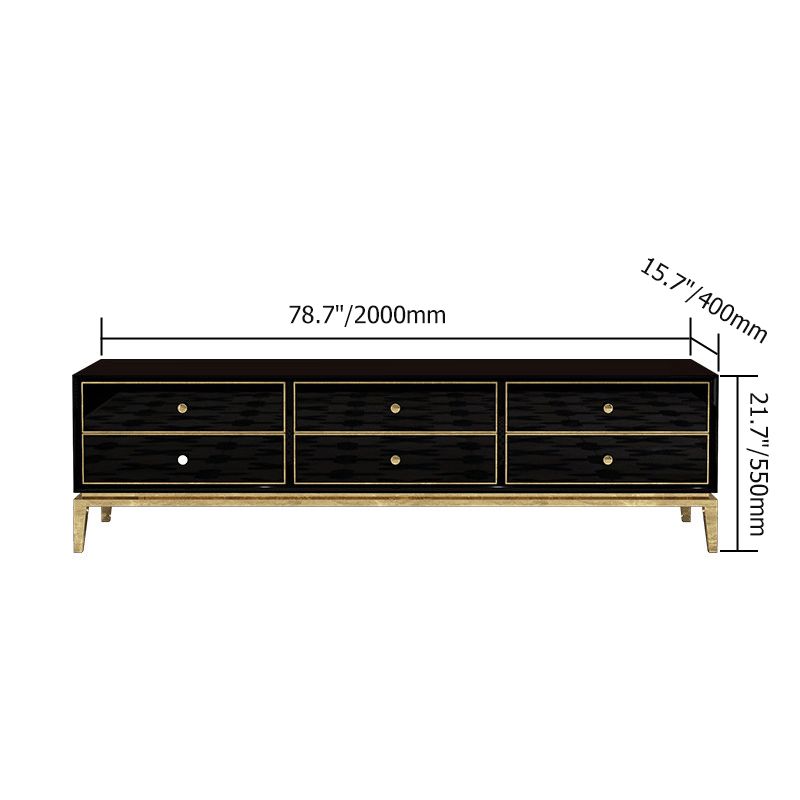 Modern Mid-Century Black and Gold TV Stand with Storage 6 Drawers For ...